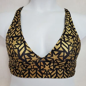 Intimately Free People Wonderland Black Gold Star Racerback Bralette Size S - Picture 1 of 3