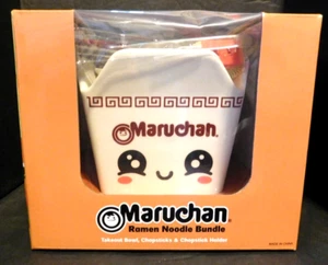 Paquete de fideos Ramen Maruchan cuenco de cerámica cuchara palillos y soporte NUEVO - Imagen 1 de 4