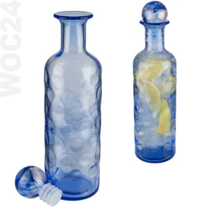 0,8 L Glasflasche Weinflasche Likör Wein Wasser Glas Karaffe Flasche Blau Deckel - Bild 1 von 4