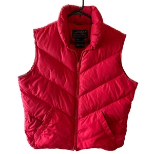Eddie Bauer Down Puffer Vest Womens Size Large Red Goose Hike Outdoors Seattle - Picture 1 of 14