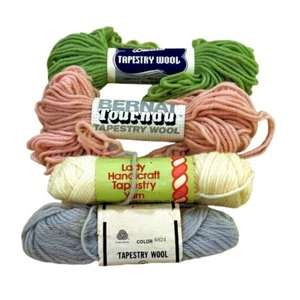 Tapestry Wool Yarn 4 Skeins 3 - 40 YDs and 1 Partial Bernat Bucilla etc. - Picture 1 of 3