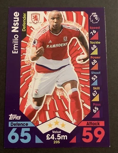 2016/17 Topps Match Attax Card Middlesbrough Emilio Nsue #205 - Picture 1 of 2