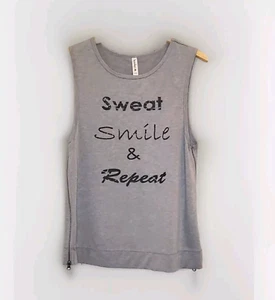 Kyodan Women's Size Medium Zip Up Sides Sleeveless Sweatshirt Graphic Print Gray - Picture 1 of 19