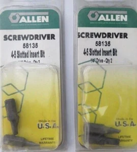 Allen 58135 2 PK 4-5 Screwdriver Slotted Insert Bits 1/4" Drive 2 Packs USA - Picture 1 of 2