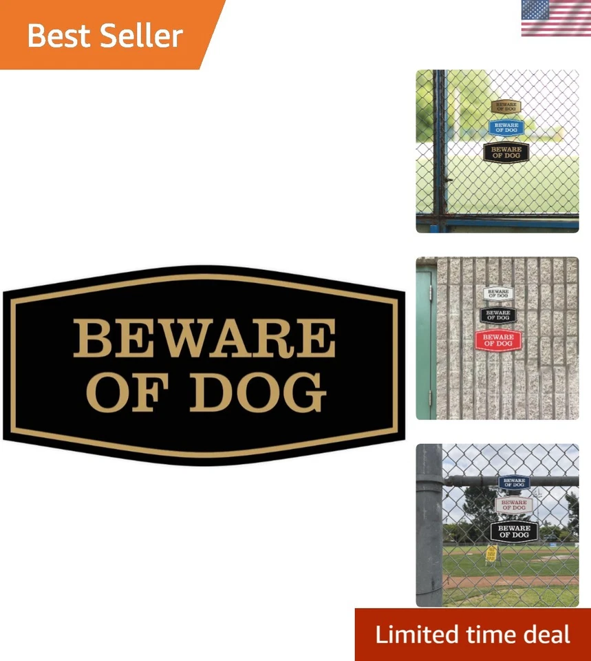 Sophisticated Dog Warning Sign - Weather-Resistant 9x4.5in for Home Security - Image 1 of 4