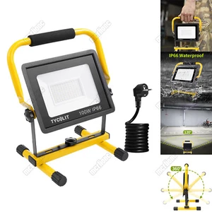 Proiettore LED 50-200 W faretto da costruzione proiettore giallo treppiede faretto da costruzione faro DE - Foto 1 di 19