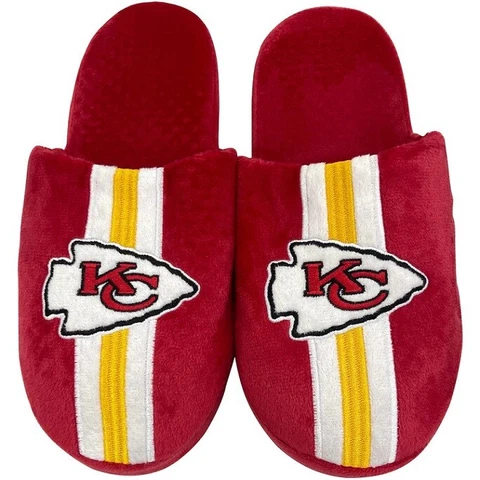 KANSAS CITY CHIEFS TEAM STRIPE SLIPPERS - MEN - NFL - LARGE & XL ONLY -FREE SHIP Cover