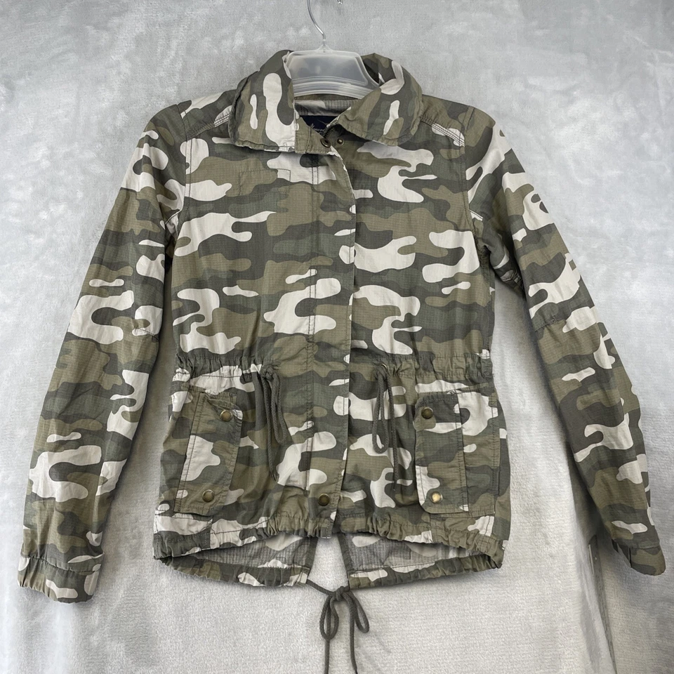 Chaqueta para mujer American Eagle talla S camuflada cremallera completa con capucha Ripstop ligera Foto 1 de 4