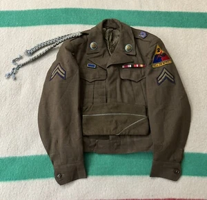 Vintage 40s 46 WW2 Ike Jacket Hell On Wheels Patch Badges Pins Extra Small XS - Picture 1 of 10