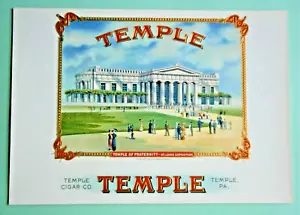 1904 Feria Mundial de San Luis Exposición Masónica "TEMPLO" Tapa Interior Caja de Puros Etiqueta - Imagen 1 de 3