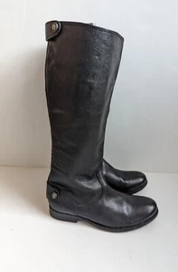 FRYE Damenstiefel 5,5 Knopf Reißverschluss hinten schwarz Leder groß Reiten - Bild 1 von 11