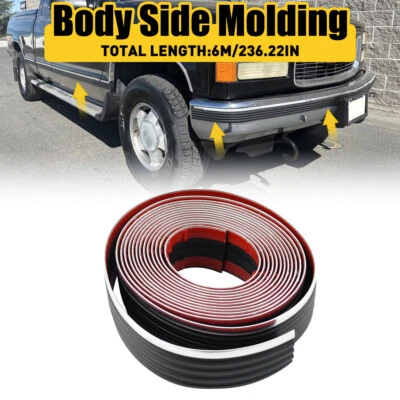 Black&Chrome 236in Body Side Molding Protector for 88-98 Chevy/GMC Trucks SUVs - Image 1 of 4