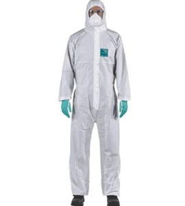 (5pck) Taped Hooded Coveralls Ansell AlphaTec 68-1800 Ts PLUS, Size: Small (HR) - Picture 1 of 4