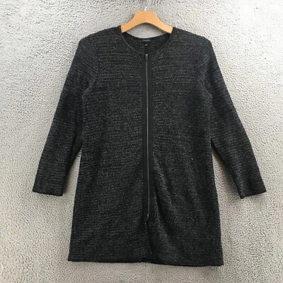 Talbots Sweater Dress Womens XL Black Cotton Blend Long Sleeve Front Zip Casual - Image 1 of 4