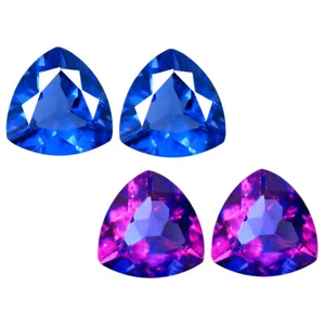 2,76 quilates (2 piezas) PAR A JUEGO corte triangular (7 x 7 mm) azul fluorita genuina - Imagen 1 de 3