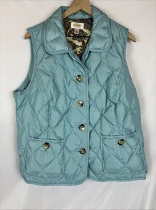 Talbots Womens 1X Emerald Quilted Goose Down Puffer Vest Button Front - Picture 1 of 6