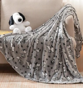 Peanuts® VelvetLoft® Cute Character Snoopy Plush Throw Blanket Peanuts Gang Gray - Picture 1 of 4