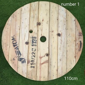 SANDED Ready For Stain (110cm) Rustic Wooden Table Top Cable Reel WITHOUT LEGS - Picture 1 of 4