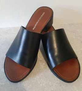 Windsor Smith Ladies Black Leather Slides Block Heel Size 6 (37) Classic - Picture 1 of 7