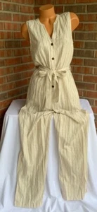 Women’s Calvin Klein Striped Linen Blend Jumpsuit Romper Size 6 MSRP $129 - Picture 1 of 4