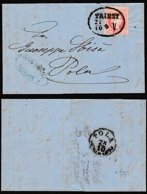 Austria Cover 1868 5Kr Franz Josef I Trieste  Pola Z799 - Image 1 of 3