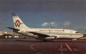 America West Airlines Boeing 737-130 N70IAW S/N 19013 LAX Vtg 1985 Postcard - Picture 1 of 2