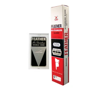 100 FEATHER Hi-Stainless Platinum Coated Double Edge Safety Razor Blades - Picture 1 of 3