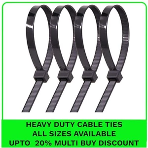 CABLE TIES EXTRA STONG HEAVY DUTY BLACK LONG SHORT THICK THIN ZIP TIES - Picture 1 of 12