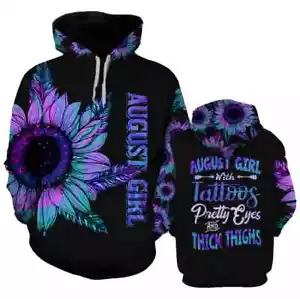 Sunflower August Girl Birthday Gift 3D HOODIE Mother Day Gift All Over Print - Picture 1 of 3