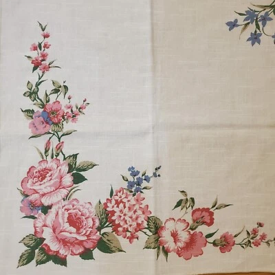 复古花卉玫瑰亚麻手帕巴西制造 — 第 1/4 张图片