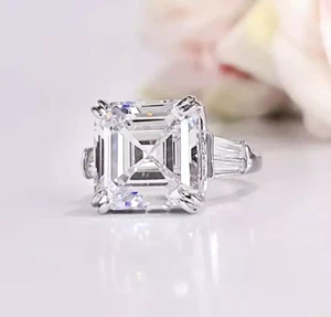 Hermoso anillo solitario de diamantes creado en laboratorio blanco corte Asscher de 5 quilates - Imagen 1 de 4