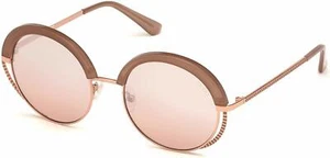 NWT GUESS SUNGLASSES GU 7621 57U 54MM SHINY BEIGE/BORDEAUX MIRROR LENS - Picture 1 of 2