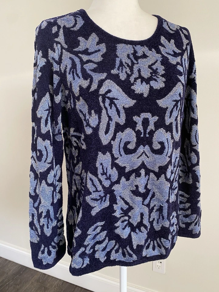 Suéter para mujer Chico's tejido azul LS talla 1 Foto 1 de 4