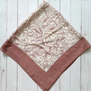 Vintage Anne Klein for the Vera Company Silk Square Scarf Floral Pink 30"x30" - Picture 1 of 13