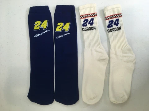 Vintage Jeff Gordon #24 NASCAR Adult Socks Two Pairs Blue Pair Signed-Size Small Cover