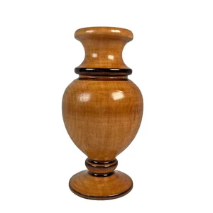 Pequeño jarrón de madera pulida vintage hecho a mano 5" dos tonos mediados de siglo moderno - Imagen 1 de 14