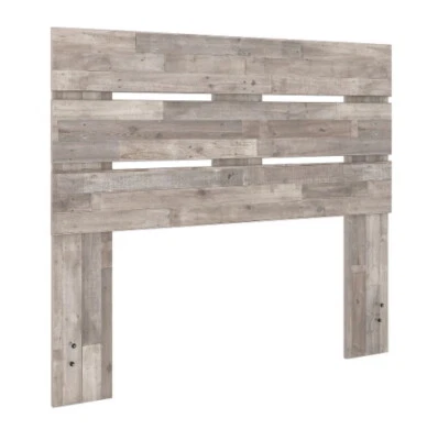 Cabecero de panel de madera grande beige rústico gris montaje en marco de cama de granja Foto 1 de 2