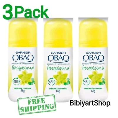 3 pack Garnier Obao Roll On Deodorant Antiperspirant Fresquisima Producto 🇲🇽 - Image 1 of 3