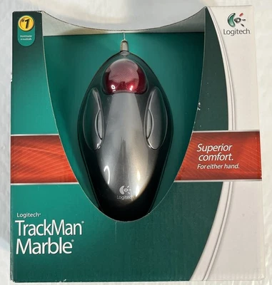 Logitech TRACKMAN Marble Corded Trackball Mouse T-BC21 Wired 910-000806 NEW - Image 1 of 4