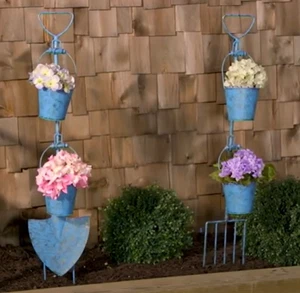 Plow and Hearth Set of 2 Garden Tool Wall Art with Bucket Planters - Picture 1 of 4