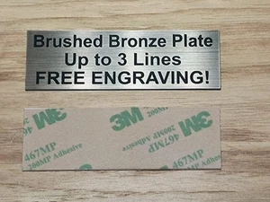 Placa de bronce cepillado grabada personalizada de cualquier tamaño etiqueta con adhesivo - Imagen 1 de 1