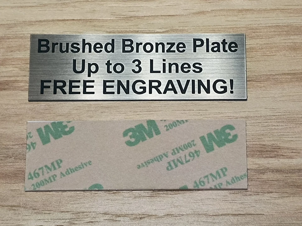 Placa de bronce cepillado grabada personalizada de cualquier tamaño etiqueta con adhesivo Foto 1 de 1