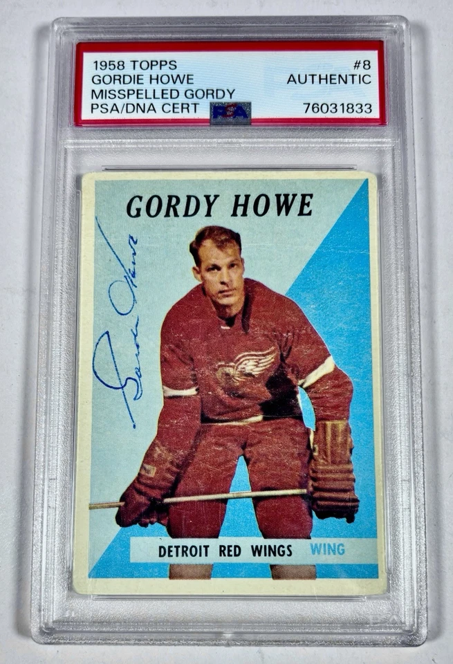 1958-59 Topps GORDIE HOWE HOF PSA SIGNED AUTOGRAPHED Hockey Card #8 RED WINGS - Image 1 of 2