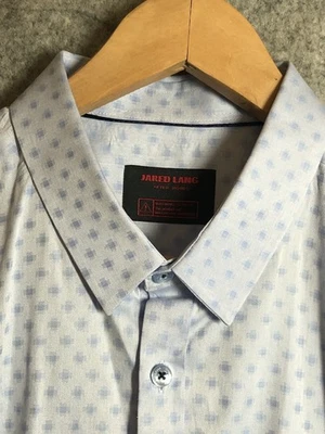 Jared Lang Shirt Mens Extra Large Blue Geometric After Hours Slim Fit Career - Image 1 of 4