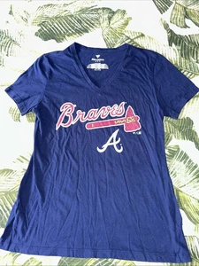 Atlanta Braves Damen-T-Shirt Baseball Trikot MLB V-Ausschnitt Fanatics - Bild 1 von 4