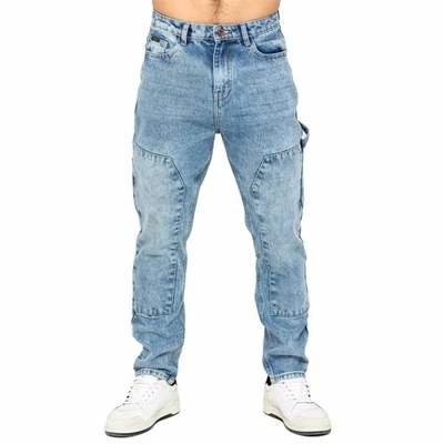 Enzo Mens Straight Leg Jeans Regular Fit Carpenter Casual Denim Trousers Pants - Image 1 of 2