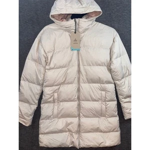 Prana Ice Thistle Long Down Puffer Jacket Womens Small Hooded Pebble Gray NEW - Picture 1 of 10