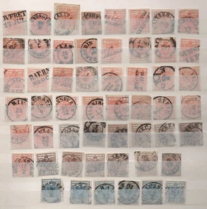 AUSTRIA 1854 SPECIALIZED COLLECTION OF 52 STAMPS THE 3, 6 & 9 KR - Picture 1 of 1