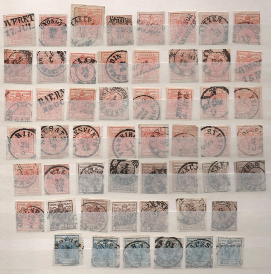 AUSTRIA 1854 SPECIALIZED COLLECTION OF 52 STAMPS THE 3, 6 & 9 KR - Image 1 of 1