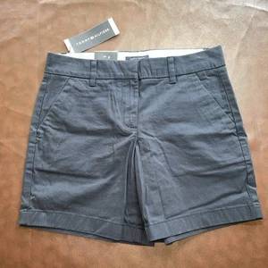 Pantalones cortos chinos Tommy Hilfiger para mujer talla 2 azul marino (medianoche) entrepierna de 7" nuevos con etiquetas - Imagen 1 de 4